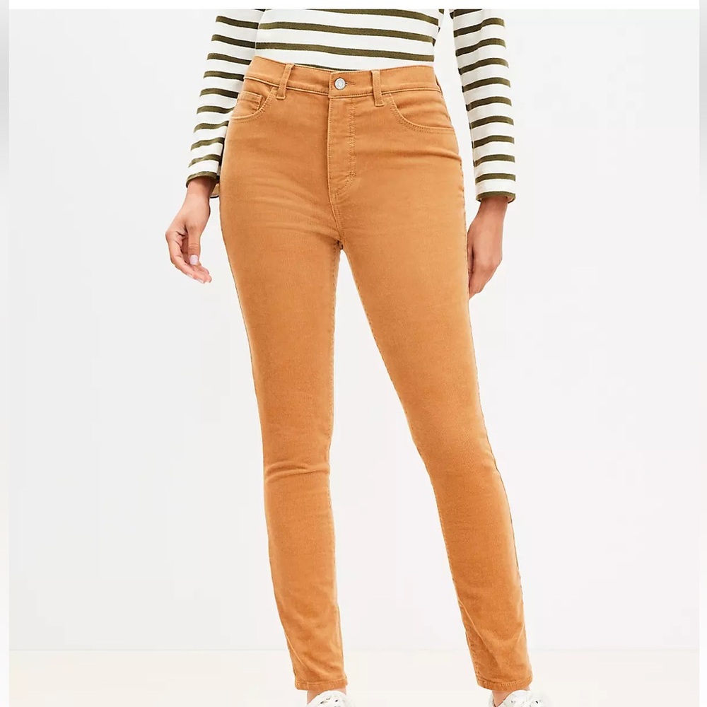 Loft Rust Skinny Corduroy Pants